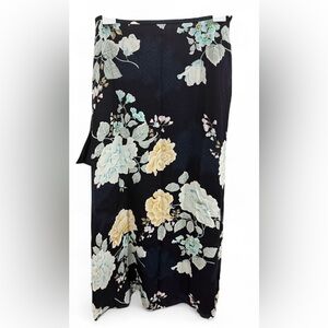 Linda Allard Ellen Tracy Floral Maxi Skirt in Black with Pastel Accents